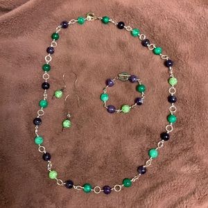 3 pc necklace, bracelet and earrings